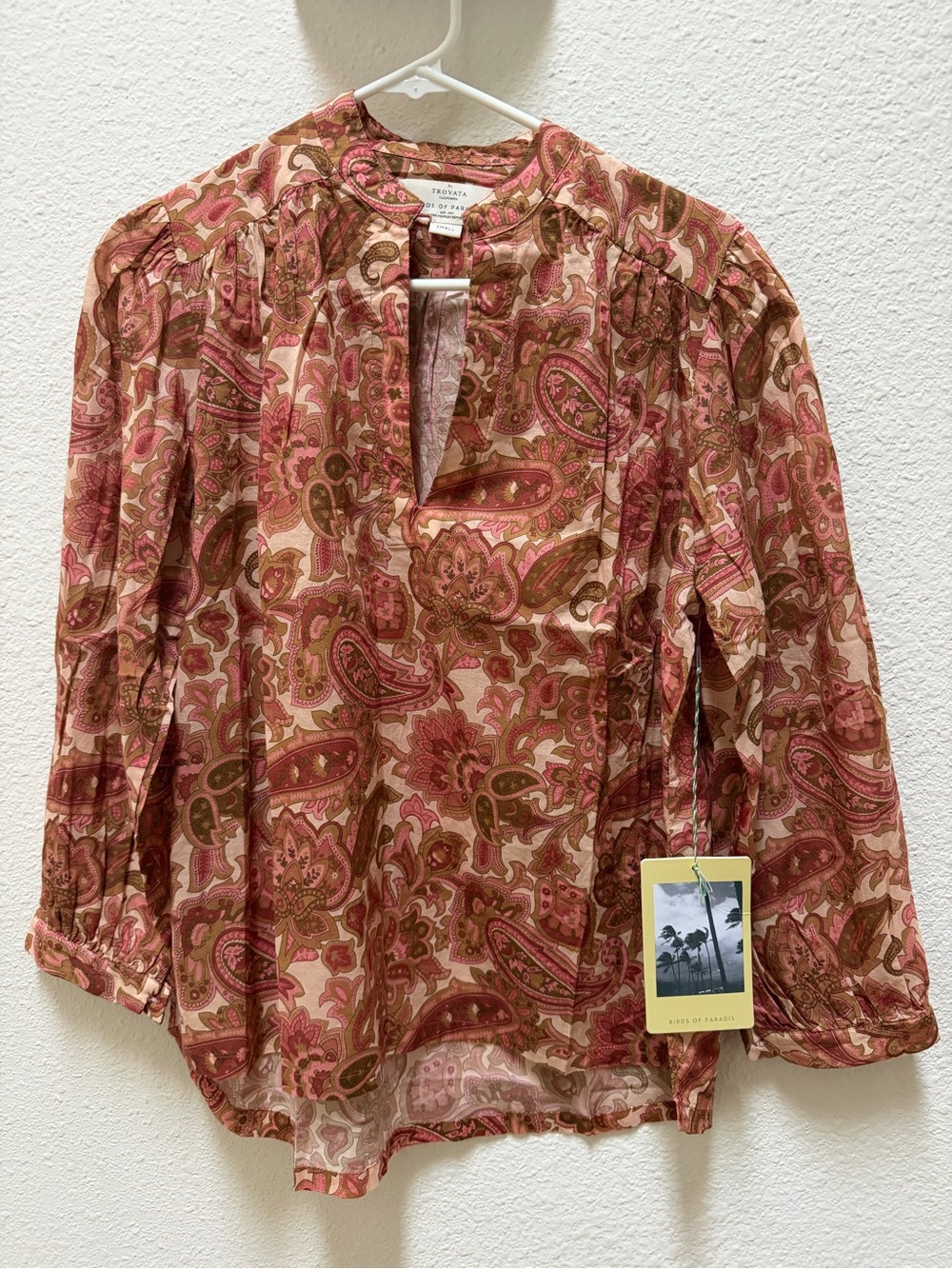 Trovata Paisley Split-Neck Blouse